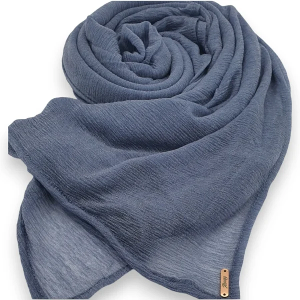 Abaqy Hijab Light Kashmir Shawl-Steel Blue