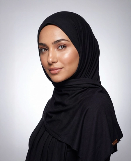 Balck Jersey Hijab Practical, Stretchy & Breathable Jersey One-Piece Hijab from ABAQY in USA