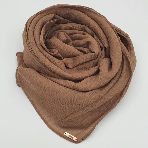 Abaqy Hijab Crinkle Chiffon (Brown Caramel) - 3