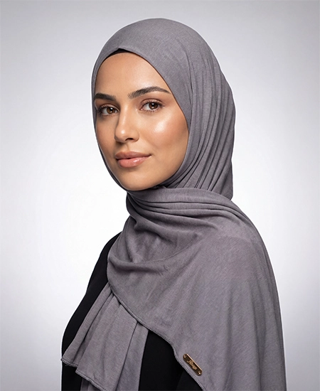 Gray Jersey Hijab Practical, Stretchy & Breathable Jersey One-Piece Hijab from ABAQY