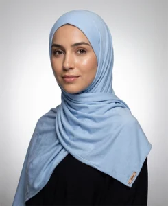Light Blue Jersey Hijab Practical, Stretchy & Breathable Jersey One-Piece Hijab from ABAQY