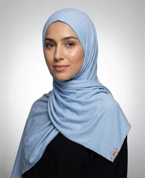 Light Blue Jersey Hijab Practical, Stretchy & Breathable Jersey One-Piece Hijab from ABAQY