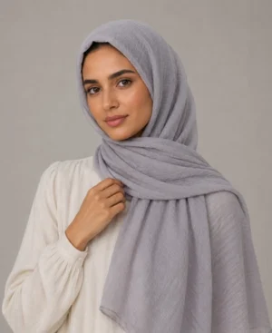 Abaqy Hijab Light Kashmir Shawl-Silver Gray
