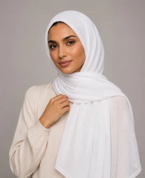 Abaqy Hijab Light Kashmir Shawl-White