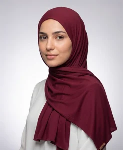 Merlot Red Jersey Hijab Practical, Stretchy & Breathable Jersey One-Piece Hijab from ABAQY