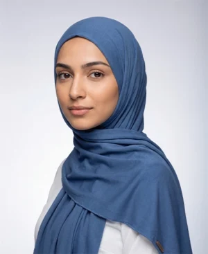 Steel Blue Jersey Hijab Practical, Stretchy & Breathable Jersey One-Piece Hijab from ABAQY