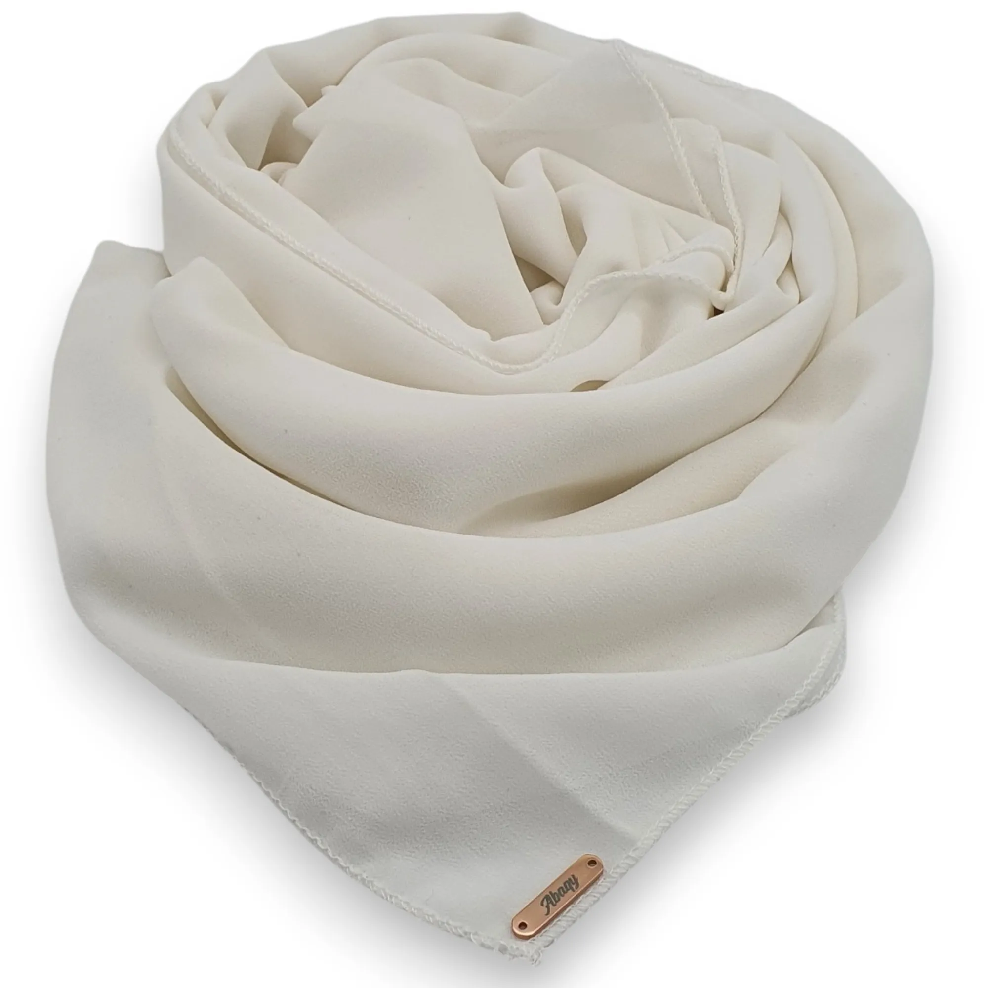 Abaqy Hijab Crepe Chiffon - Ivory01 Abaqy Hijab Crepe Chiffon Shawl-Ivory
