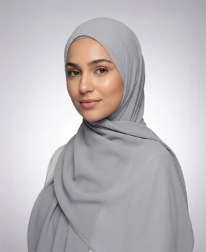 Crafted from luxurious cloud grey crepe georgette Hijab with a delicate texture, ABAQY Georgette Crepe Hijabs offer lightweight comfort. Available in over 12 shades, they cater to various wardrobe preferences and styles, perfect for both daytime and evening wear.