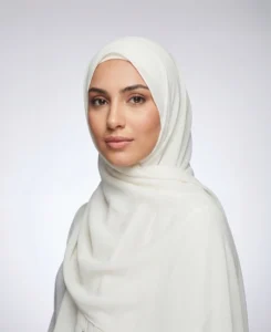 Introducing our Ivory Crepe Chiffon Hijab, crafted from smooth, soft, and non-transparent fabric. This lightweight hijab offers an elegant drape for a sophisticated look, perfect for those who value both comfort and style.