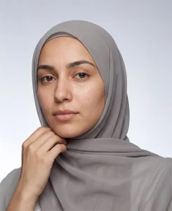 Premium Ash-Grey Chiffon Hijab by Abaqy Hijab Store in USA