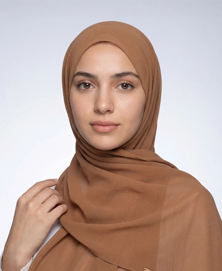 Premium Chiffon Shawl Caramel Brown by Abaqy Hijab in USA