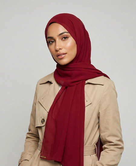 Premium Chiffon Maroon Red Hijab Shawl in USA