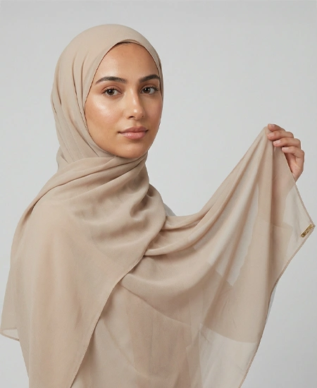 Premium Chiffon Nude Beige Hijab Shawl in USA