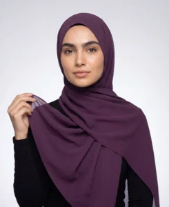 Premium Eggplant Purple Chiffon Hijab by Abaqy Hijab Store in USA
