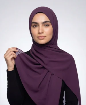 Premium Eggplant Purple Chiffon Hijab by Abaqy Hijab Store in USA