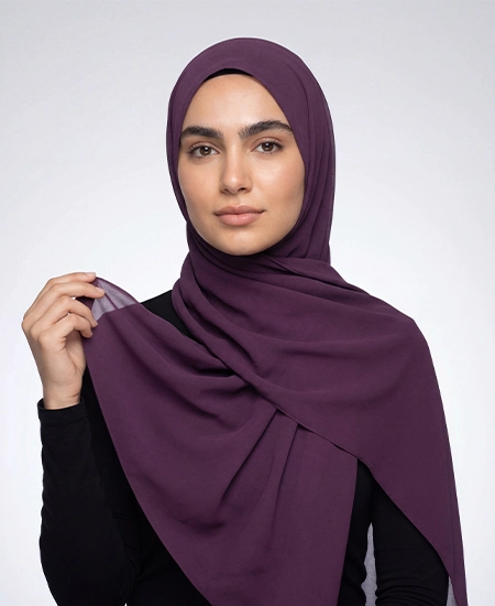 Premium Eggplant Purple Chiffon Hijab by Abaqy Hijab Store in USA
