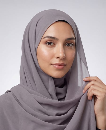 Premium Grey Chiffon Hijab by Abaqy Hijab store in USA