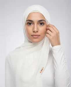 Premium Ivory Chiffon Hijab by Abaqy Hijab Store in USA