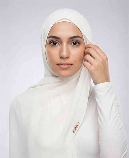 Premium Ivory Chiffon Hijab by Abaqy Hijab Store in USA
