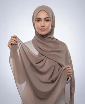 Premium Mocha Chiffon Hijab by Abaqy Hijab Store in USA