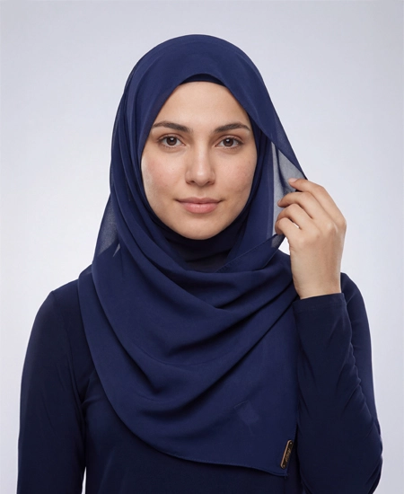 Premium Navi-Blue Chiffon Hijab by Abaqy Hijab in USA