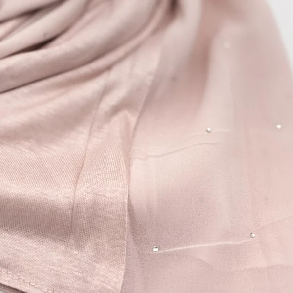 Cold Pink Jersey Crystal Chiffon Shawl Hijab