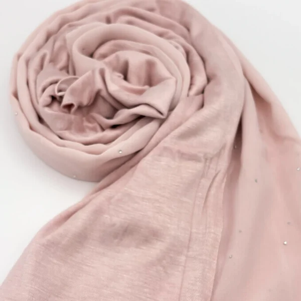 Cold Pink Jersey Crystal Chiffon Shawl Hijab