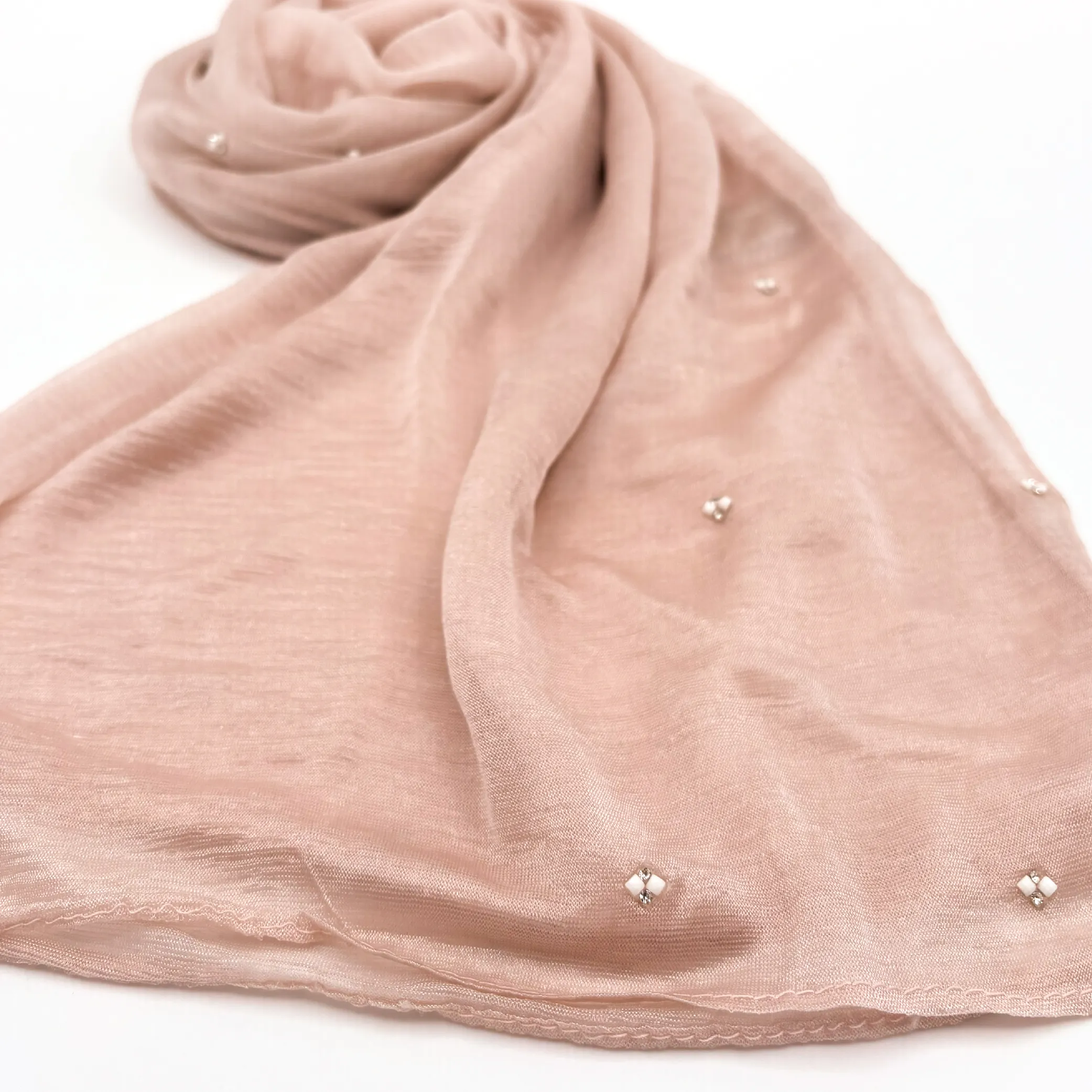 Light Peach Crystal Kashmir Hijab 2 Light Peach Crystal Kashmir Shawl Hijab