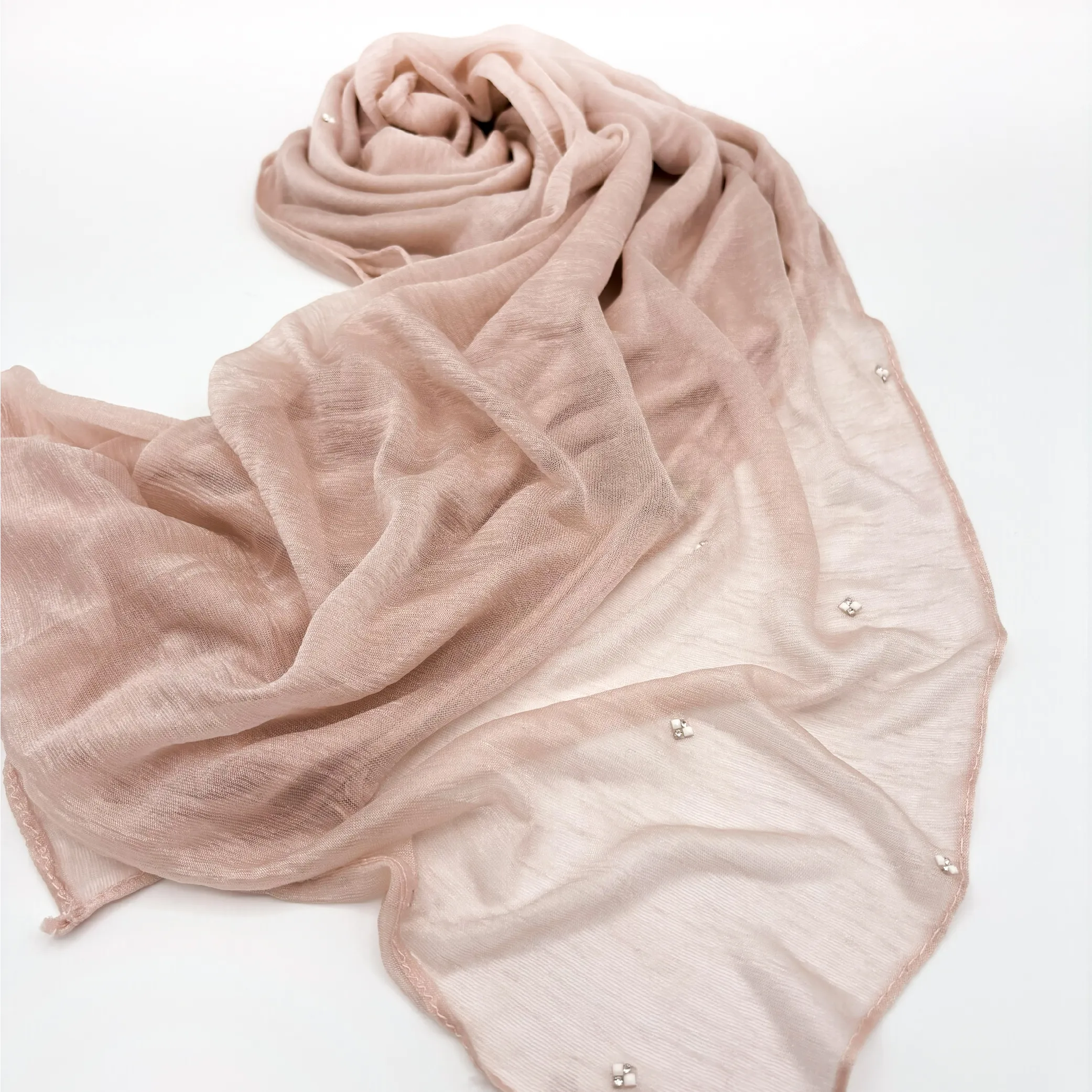 Light Peach Crystal Kashmir Hijab 4 Light Peach Crystal Kashmir Shawl Hijab