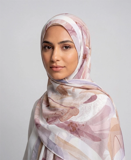 Blush Horizon Printed Hijab Shawl by Abaqy online hijab store in USA
