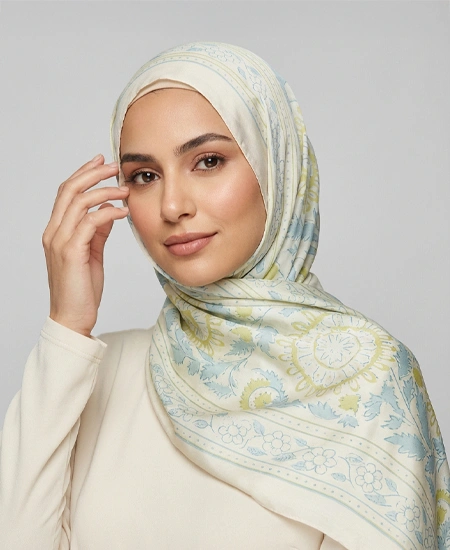 Whispers of Leaves Printed Hijab Shawl in USA