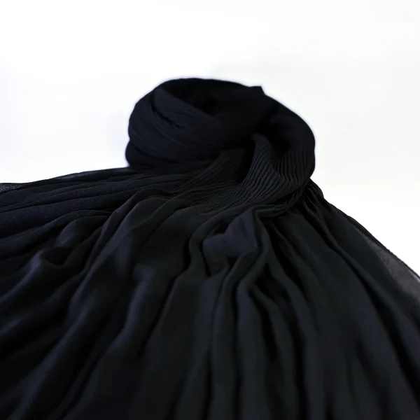 Pleat Black Cascade Light Chiffon Hijab