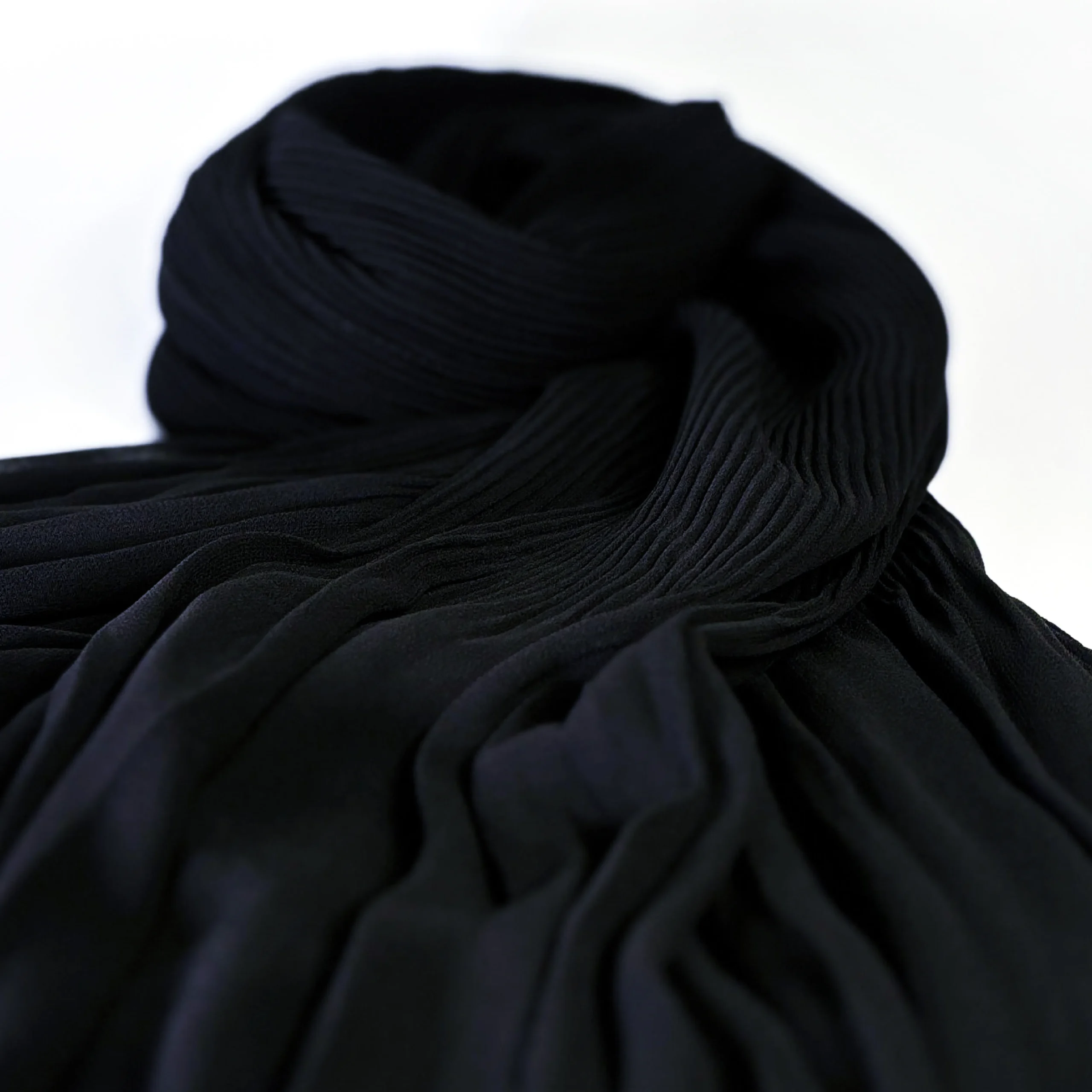 Pleat Black Cascade Light Chiffon Hijab Pleat Black Cascade Light Chiffon Hijab