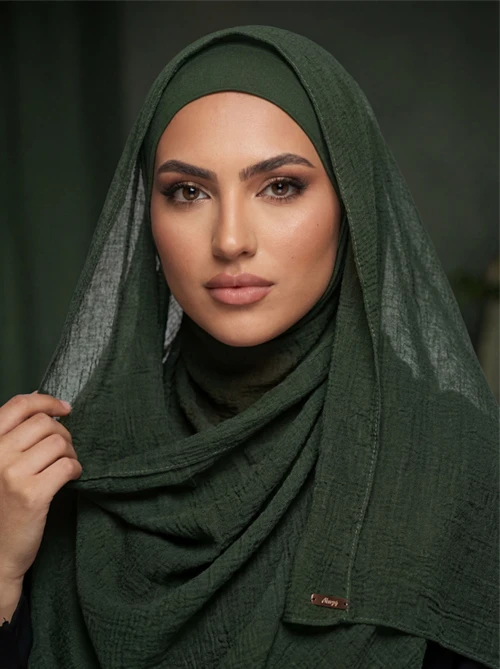 Green Forest Light Kashir Hijab Shawl by Abaqy Hijab in USA