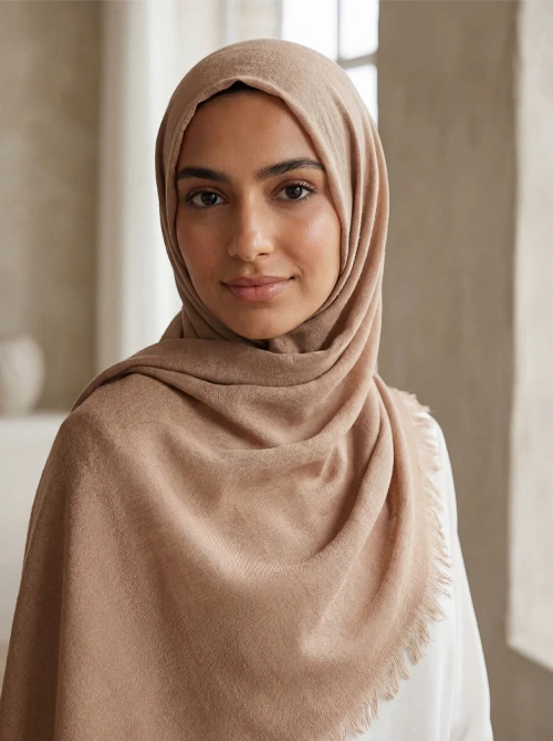 Light Nude Modal Hijab Shawl by Abaqy Online Hijab Store in USA