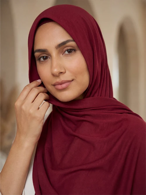 Merlot Red Jersey Hijab Shawl by Abaqy Hijab in USA